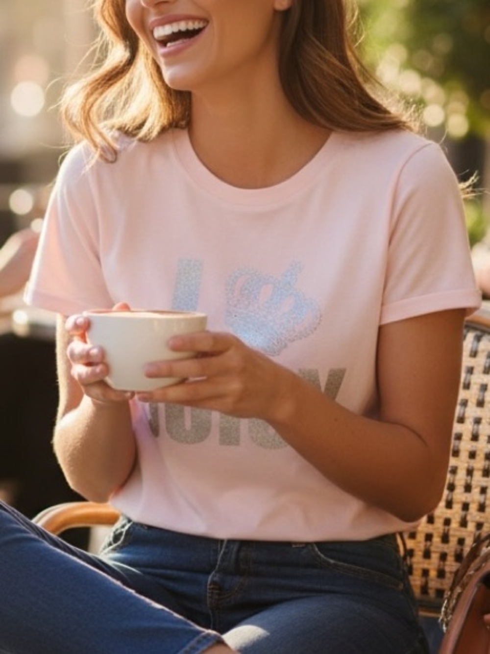 NWT Juicy Couture Crewneck T-Shirt Light Pink/Silver L